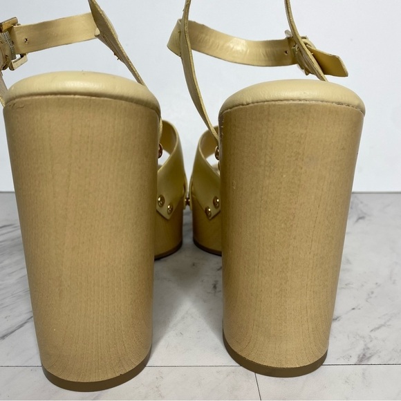 Franco Sarto Wally Yellow Leather Platform Heeled Sandal 9M - Picture 4 of 14